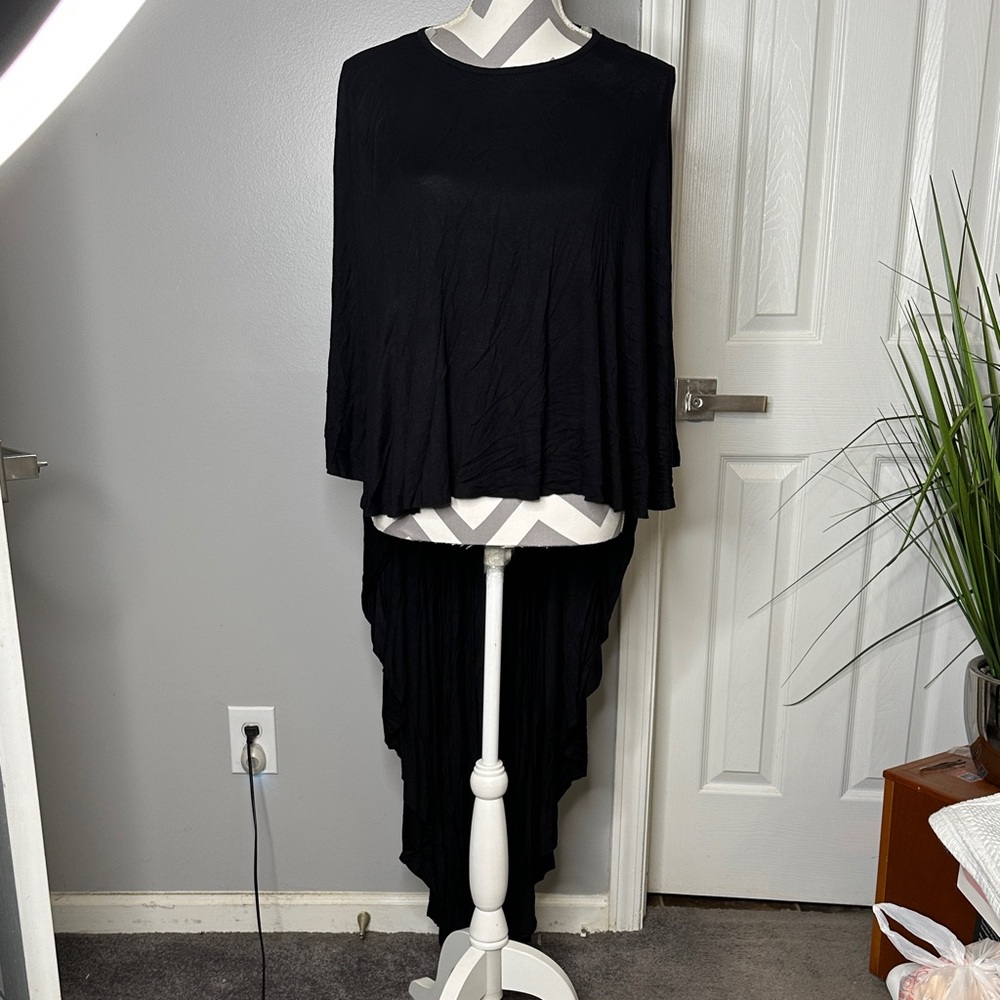 Chic Black Cape Shirt
